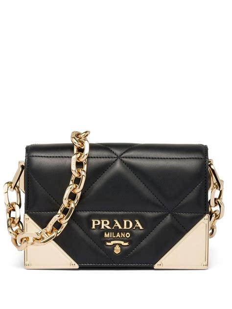 prada camera shoulder quilted leather black|Prada leather shoulder bags.